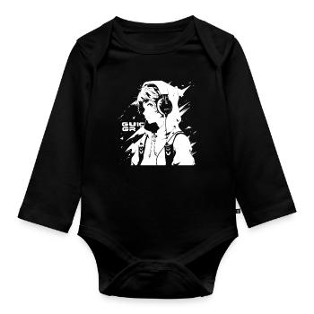 Le cool Cyberpunk Style Anime Boy Otaku de Shibuya - Body Bébé bio manches longues - noir - Devant
