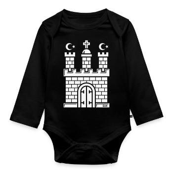 Hamburg Wappen Mit Halbmond (Türkisch / White) - Baby Bio-Langarm-Body - Schwarz - Vorne