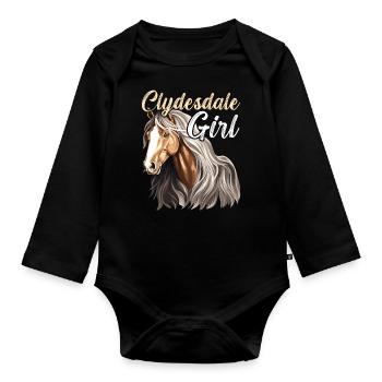 Cheval à sang froid Amateurs de chevaux à cheval - Body Bébé bio manches longues - noir - Devant