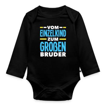 Vom Einzelkind Zum Großen Bruder Geschenk - Baby Bio-Langarm-Body - Schwarz - Vorne