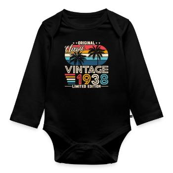 Vintage 86th Birthday Retro Style 1938 - Organic Longsleeve Baby Bodysuit - black - Front
