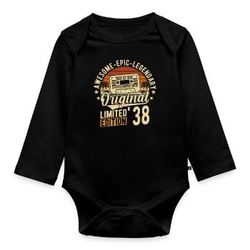 Vintage Birthday Joy 1938 - Organic Longsleeve Baby Bodysuit - black - Front