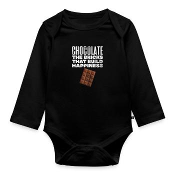 chocolate - Organic Longsleeve Baby Bodysuit - black - Front