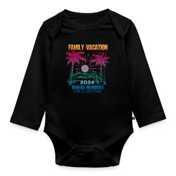 Family holidays 2024 make memories - Organic Longsleeve Baby Bodysuit - black - Front