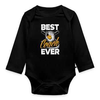 Lustiger Baseball - Baby Bio-Langarm-Body - Schwarz - Vorne