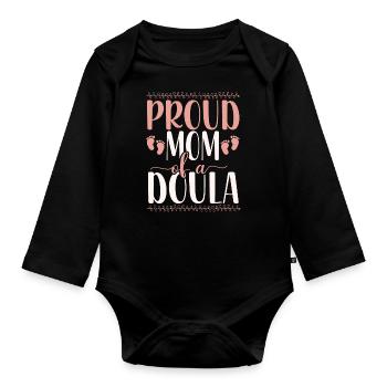 Doula Travailleuse à la naissance Maman Fière Maman - Body Bébé bio manches longues - noir - Devant