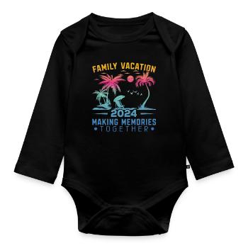 Vacances d’été en famille 2024 - Body Bébé bio manches longues - noir - Devant