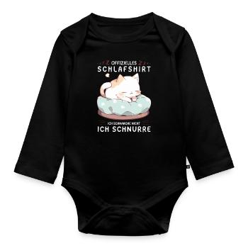 Offizielles Schlafshirt personalisiert mit Katze - Baby Bio-Langarm-Body - Schwarz - Vorne