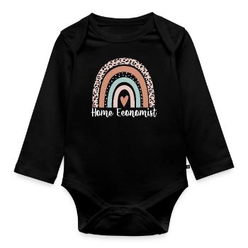 Home Economist Rainbow Leopard Funny Home - Organic Longsleeve Baby Bodysuit - black - Front