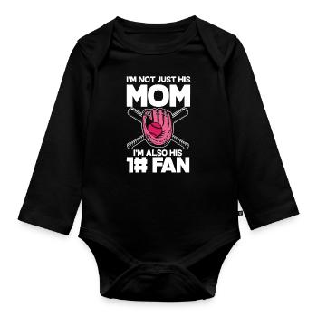 Lustiger Baseball - Baby Bio-Langarm-Body - Schwarz - Vorne