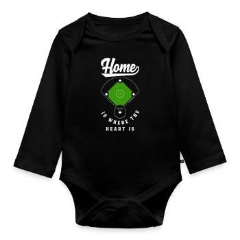 Lustiger Baseball - Baby Bio-Langarm-Body - Schwarz - Vorne