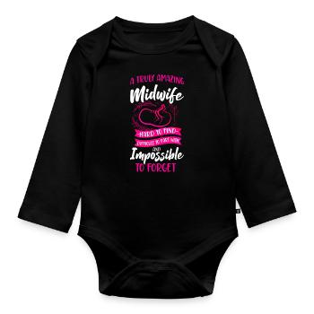 Nurse Midwife Birth Worker A Truly - Organic Longsleeve Baby Bodysuit - black - Front