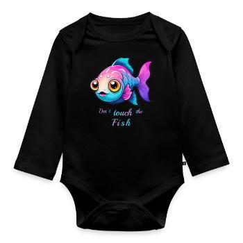 Sweet Colorful Fish - Organic Longsleeve Baby Bodysuit - black - Front