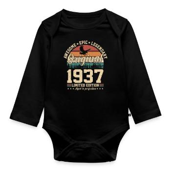 Légendaire 87e anniversaire rétro cadeau 1937 - Body Bébé bio manches longues - noir - Devant