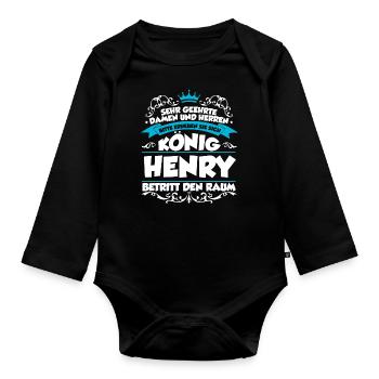 Henry Name Design - Baby Bio-Langarm-Body - Schwarz - Vorne