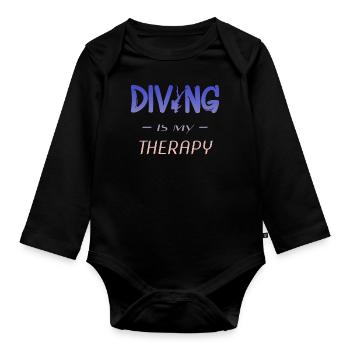 Diving Tauchen Taucher - Baby Bio-Langarm-Body - Schwarz - Vorne