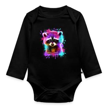 Raton laveur - Body Bébé bio manches longues - noir - Devant