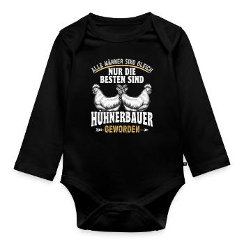 Huhn Hühner bester Hühnerbauer - Baby Bio-Langarm-Body - Schwarz - Vorne
