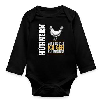 Hühnerbauer Huhn Ich Geh Zu Meinen Hühnern - Baby Bio-Langarm-Body - Schwarz - Vorne