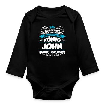 John Name Design - Baby Bio-Langarm-Body - Schwarz - Vorne