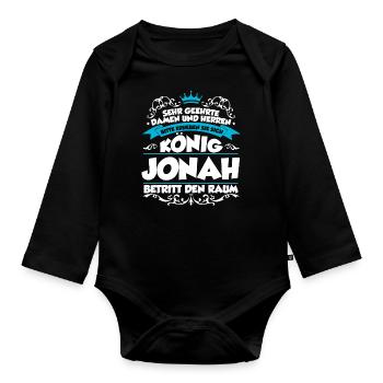 Jonah Name Design - Baby Bio-Langarm-Body - Schwarz - Vorne
