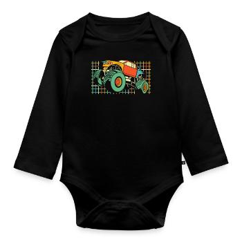 Monster Truck - Baby Bio-Langarm-Body - Schwarz - Vorne