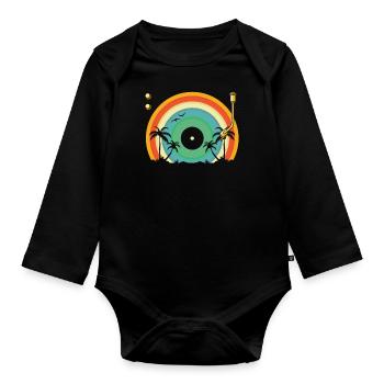 Vinyl Record Collector - Organic Longsleeve Baby Bodysuit - black - Front