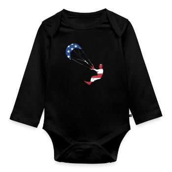 Sport Us Flag Kitesurfing - Baby Bio-Langarm-Body - Schwarz - Vorne