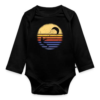 Sport Retro Sunset Kitesurfing - Baby Bio-Langarm-Body - Schwarz - Vorne