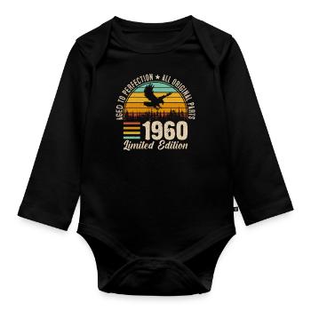 Vintage 1960's Birthday Retro Style - Organic Longsleeve Baby Bodysuit - black - Front