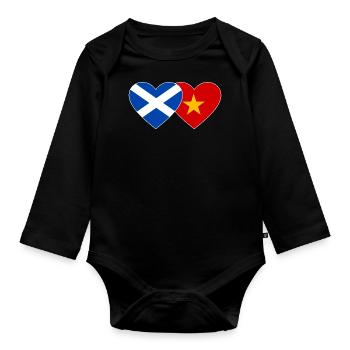 Ecosse Vietnam Drapeau Coeur - Body Bébé bio manches longues - noir - Devant