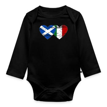 Ecosse Italie Drapeau Coeur Utilisé - Body Bébé bio manches longues - noir - Devant