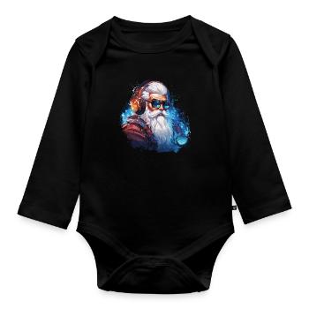 Future Santa Claus Headphones - Baby Bio-Langarm-Body - Schwarz - Vorne