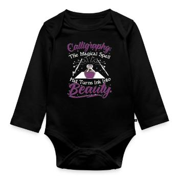 le sortilège magique qui transforme l’encre en beauté. - Body Bébé bio manches longues - noir - Devant