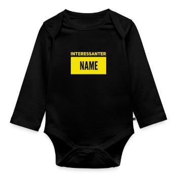 Cooler Name - Baby Bio-Langarm-Body - Schwarz - Vorne