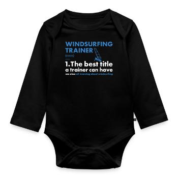 Sport Trainer Windsurfing - Organic Longsleeve Baby Bodysuit - black - Front