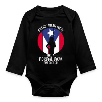 Puerto Rico | Puerto Ricaner Flagge Geschenkideen - Baby Bio-Langarm-Body - Schwarz - Vorne