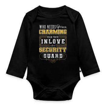 Security guard work watch - Organic Longsleeve Baby Bodysuit - black - Front
