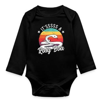 Es ist eine rosige Boa - Baby Bio-Langarm-Body - Schwarz - Vorne