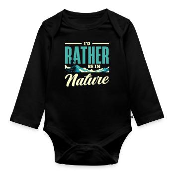 Cadeau de randonnée drôle - Body Bébé bio manches longues - noir - Devant