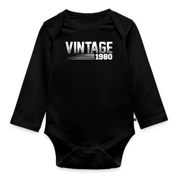 Années 1980 anniversaire rétro des années 1980 - Body Bébé bio manches longues - noir - Devant