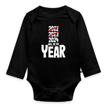 Le réveillon du Nouvel An 2024 sera mon année - Body Bébé bio manches longues - noir - Devant