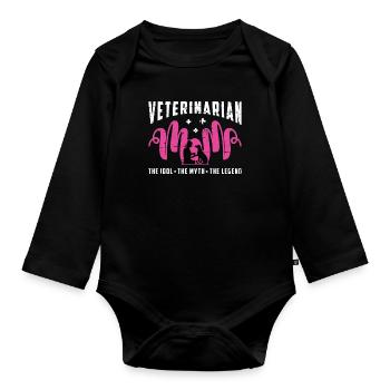 Maman vétérinaire L’idole Le mythe Le vétérinaire - Body Bébé bio manches longues - noir - Devant
