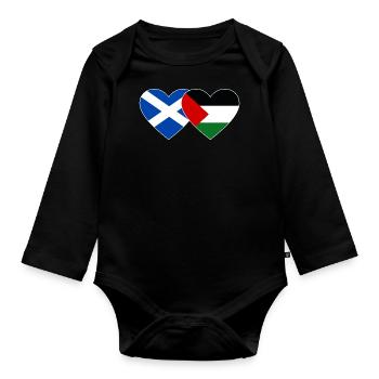 Ecosse Palestine drapeau coeur - Body Bébé bio manches longues - noir - Devant