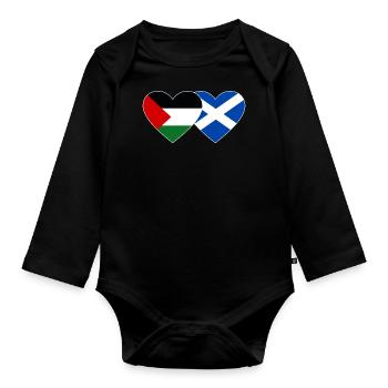 Palestine Ecosse drapeau coeur - Body Bébé bio manches longues - noir - Devant