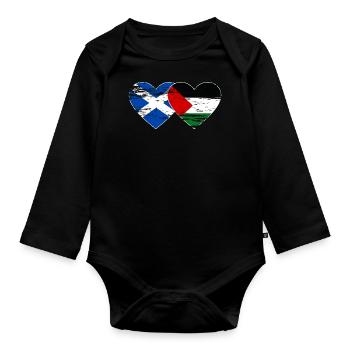 Ecosse Palestine drapeau coeur utilisé - Body Bébé bio manches longues - noir - Devant