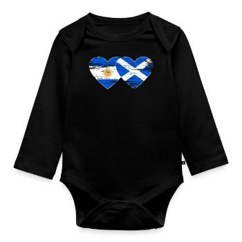 Drapeau de l’Ecosse de l’Argentine Coeur Utilisé - Body Bébé bio manches longues - noir - Devant