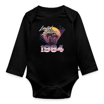 1984 SW Dreiecke limitierte Auflage - 1984 Geburtstag - Baby Bio-Langarm-Body - Schwarz - Vorne