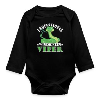 Professionelle Windschutzscheiben-Viper - Baby Bio-Langarm-Body - Schwarz - Vorne