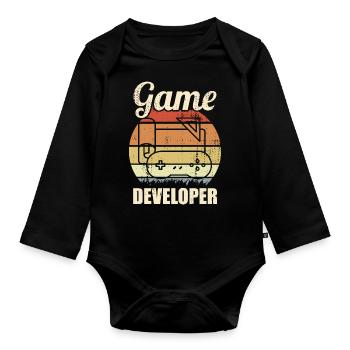 Game Development - Organic Longsleeve Baby Bodysuit - black - Front